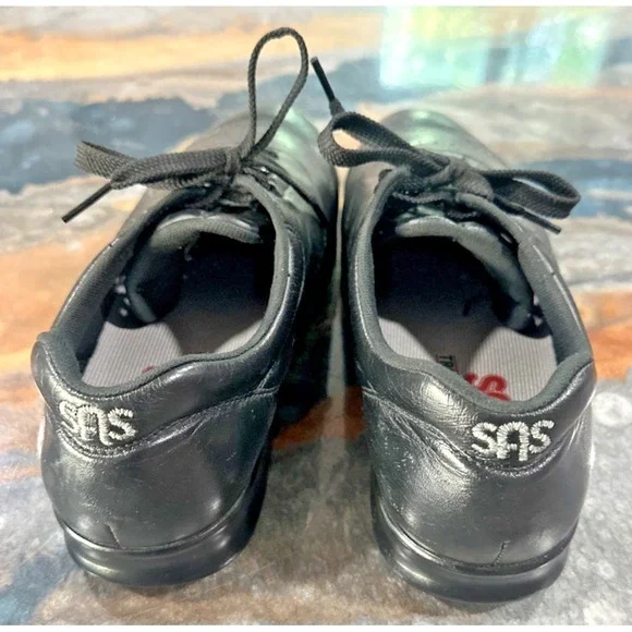 SAS Free Time Black Leather Walking Shoes Women's 8 WW Tri Pad Comfort - Picture 5 of 10